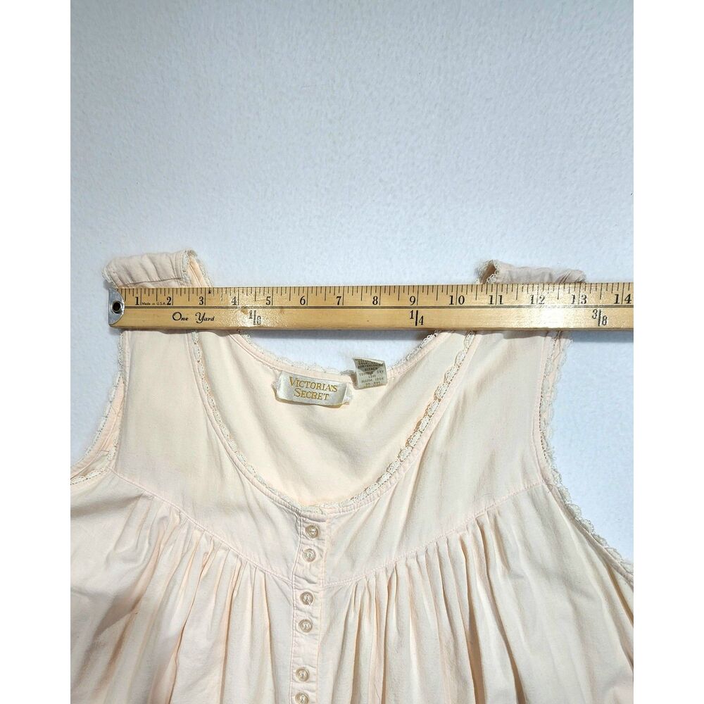 Vintage Victoria's Secret Gold Label Nightgown M Pink Cotton Cottagecore Maxi - Picture 10 of 11